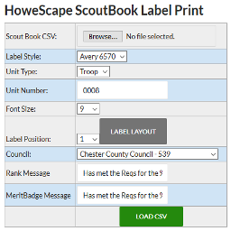 HoweScape ScoutBookLabelPrint