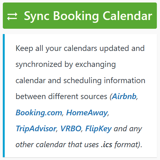 Booking Manager – Sync WP Booking Calendar – Import Events, Export Bookings to ICS Calendar